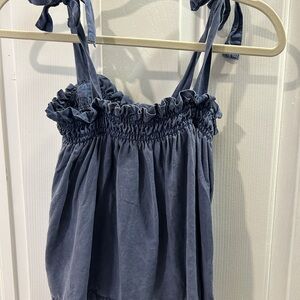 Bella Dahl Navy Ruffled Top